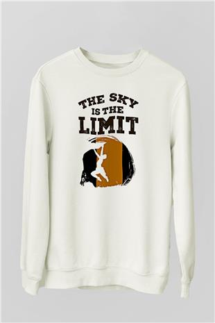 Dağcılık Baskılı Unisex Ekru Sweatshirt