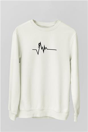 Dağcılık Baskılı Unisex Ekru Sweatshirt