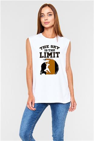 Dağcılık Baskılı Unisex Kolsuz Beyaz Tişört