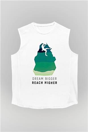 Dağcılık Baskılı Unisex Kolsuz Beyaz Tişört