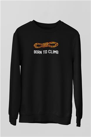Dağcılık - Mountaineering Baskılı Unisex Siyah Sweatshirt