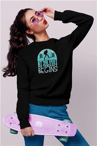 Dağcılık - Mountaineering Baskılı Unisex Siyah Sweatshirt