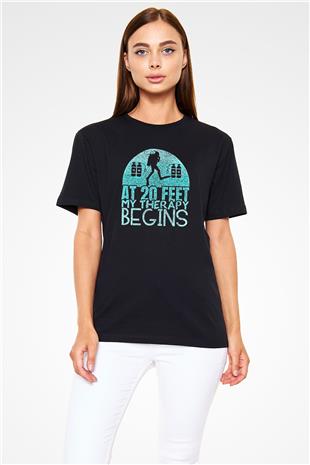 Dalgıçlık Baskılı Unisex Siyah Tişört - Tshirt