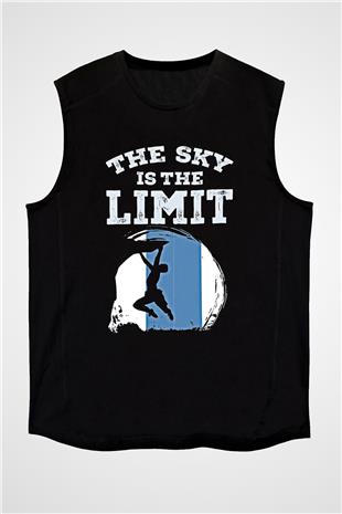 Dağcılık - Mountaineering Baskılı Unisex Siyah Kolsuz Tişört