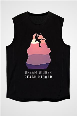 Dağcılık - Mountaineering Baskılı Unisex Siyah Kolsuz Tişört