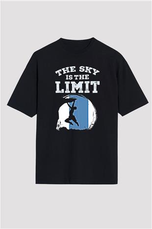 Dağcılık - Mountaineering Baskılı Unisex Siyah Oversize Tişört