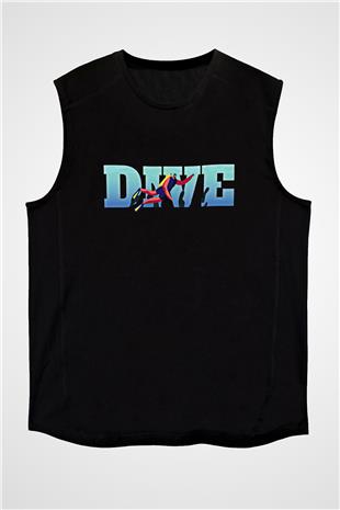 Dağcılık - Mountaineering Baskılı Unisex Siyah Kolsuz Tişört