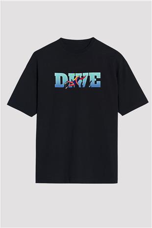 Dağcılık - Mountaineering Baskılı Unisex Siyah Oversize Tişört