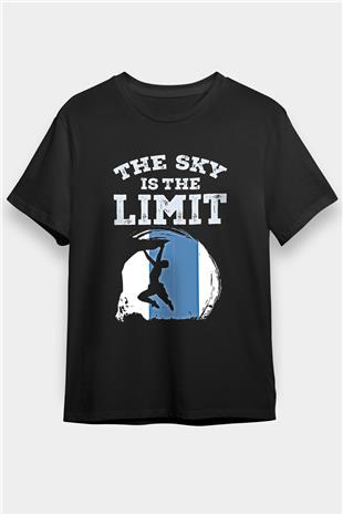 Dağcılık - Mountaineering Baskılı Unisex Siyah Tişört - Tshirt