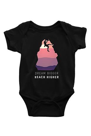 Dağcılık - Mountaineering Baskılı Unisex Siyah Bebek Body - Zıbın