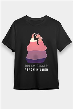 Dağcılık - Mountaineering Baskılı Unisex Siyah Tişört - Tshirt