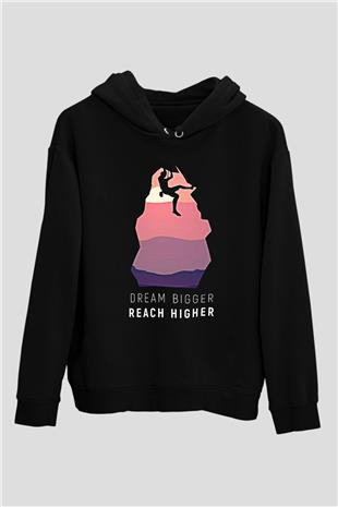 Dağcılık - Mountaineering Baskılı Unisex Siyah Hoodie