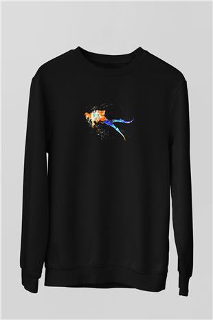 Dağcılık - Mountaineering Baskılı Unisex Siyah Sweatshirt