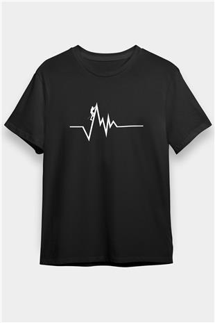 Dağcılık - Mountaineering Baskılı Unisex Siyah Tişört - Tshirt