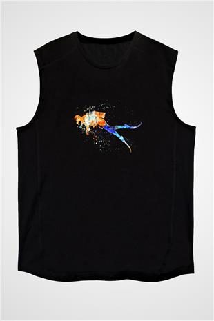 Dağcılık - Mountaineering Baskılı Unisex Siyah Kolsuz Tişört