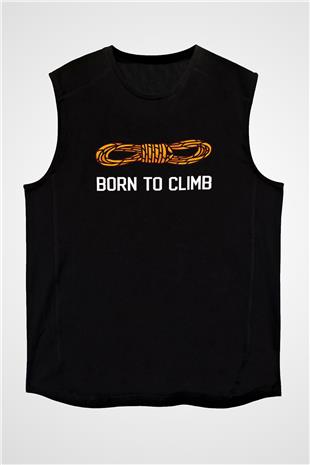 Dağcılık - Mountaineering Baskılı Unisex Siyah Kolsuz Tişört