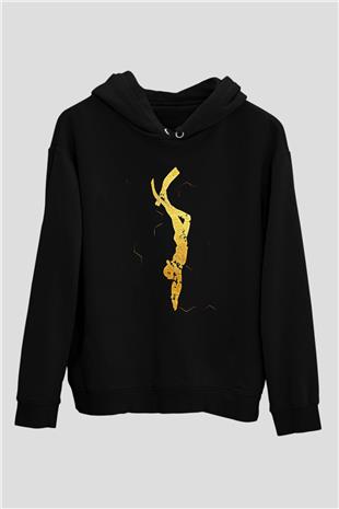 Dağcılık - Mountaineering Baskılı Unisex Siyah Hoodie
