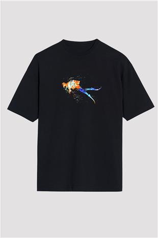 Dağcılık - Mountaineering Baskılı Unisex Siyah Oversize Tişört