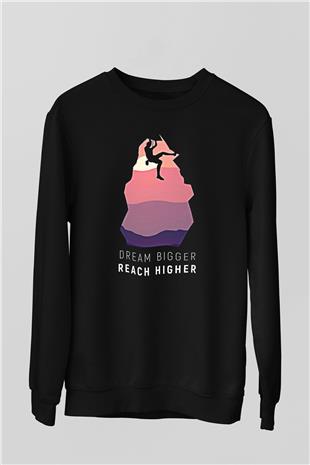 Dağcılık - Mountaineering Baskılı Unisex Siyah Sweatshirt