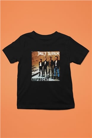 Daily Terror Baskılı Siyah Unisex Çocuk Tişört