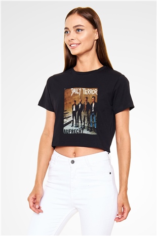 Daily Terror Siyah Crop Top Tişört