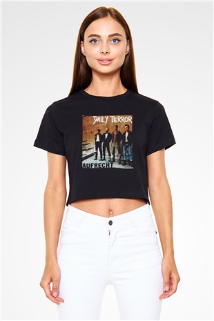 Daily Terror Siyah Crop Top Tişört