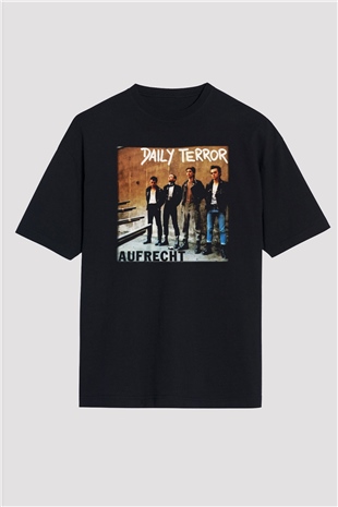 Daily Terror Siyah Unisex Oversize Tişört T-Shirt
