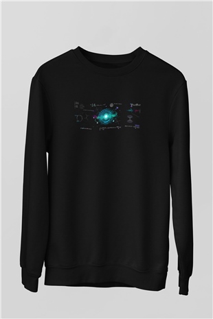 Dalga Denklemi  Baskılı Unisex Siyah Sweatshirt