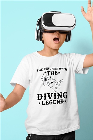 Dalgıç Beyaz Unisex Çocuk Tişört