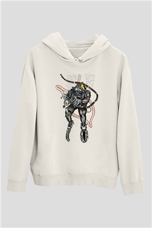 Dalgıç Beyaz Unisex Hoodie