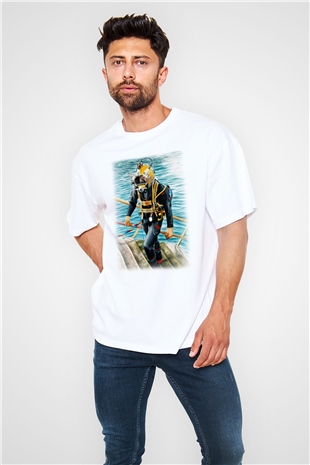 Dalgıç Beyaz Unisex Oversize Tişört T-Shirt