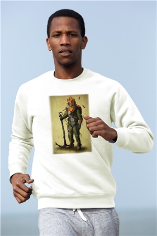 Dalgıç Beyaz Unisex Sweatshirt