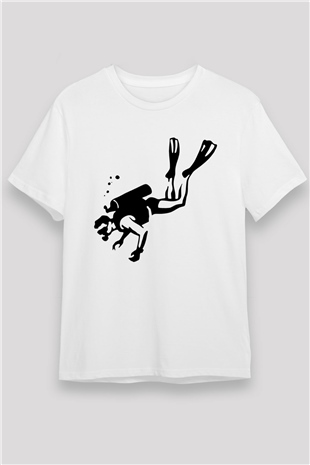 Dalgıç Beyaz Unisex Tişört T-Shirt - TişörtFabrikası