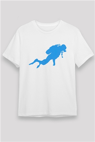 Dalgıç Beyaz Unisex Tişört T-Shirt - TişörtFabrikası