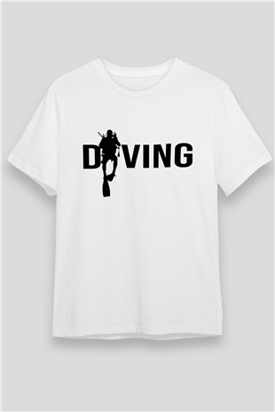 Dalgıç Beyaz Unisex Tişört T-Shirt - TişörtFabrikası