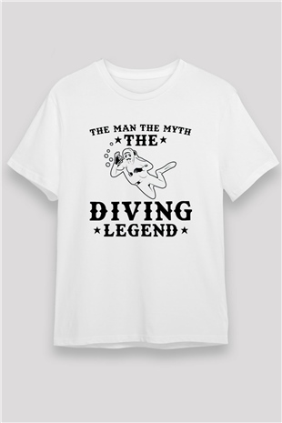 Dalgıç Beyaz Unisex Tişört T-Shirt - TişörtFabrikası