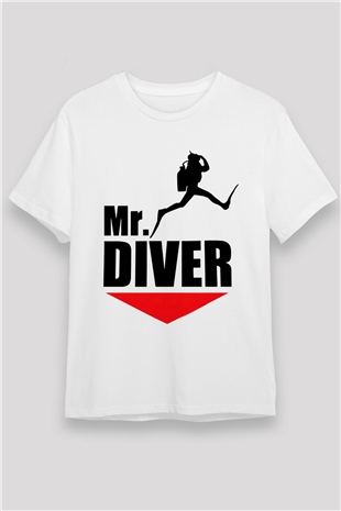 Dalgıç Beyaz Unisex Tişört T-Shirt - TişörtFabrikası