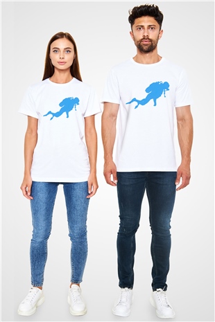 Dalgıç Beyaz Unisex Tişört T-Shirt - TişörtFabrikası