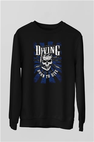 Dalgıç Siyah Unisex Sweatshirt