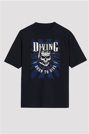 Dalgıç Siyah Oversize Tişört Oversize T-shirt - TişörtFabrikası