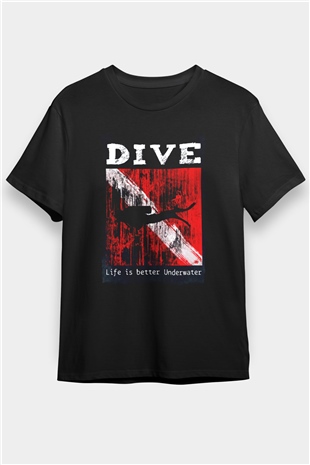 Dalgıç Siyah Unisex Tişört T-Shirt - TişörtFabrikası