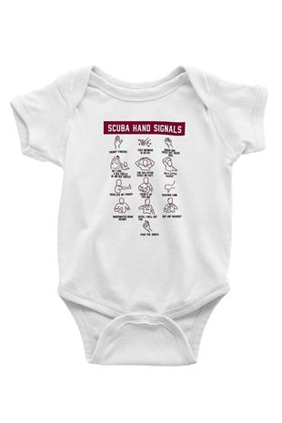 Dalgıçlık Baskılı Beyaz Bebek Body - Zıbın