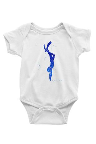 Dalgıçlık Baskılı Beyaz Bebek Body - Zıbın