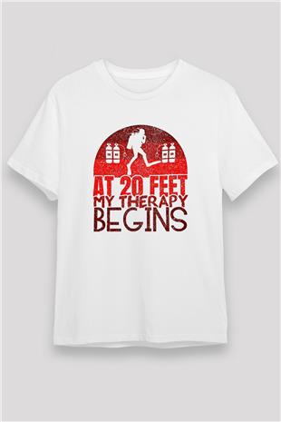 Dalgıçlık Baskılı Unisex Beyaz Tişört - Tshirt