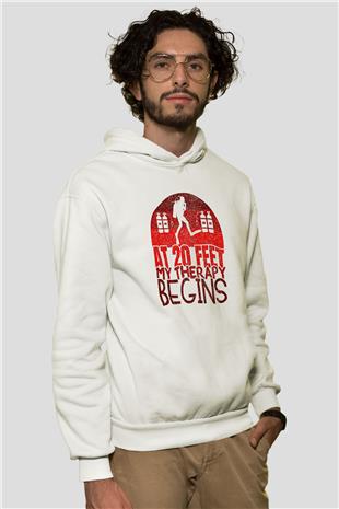 Dalgıçlık Baskılı Unisex Ekru Hoodie