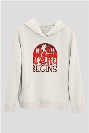 Dalgıçlık Baskılı Unisex Ekru Hoodie