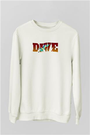 Dalgıçlık Baskılı Unisex Ekru Sweatshirt