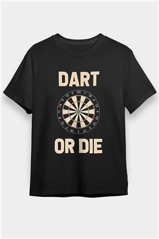 Dart Baskılı Unisex Siyah Tişört - Tshirt