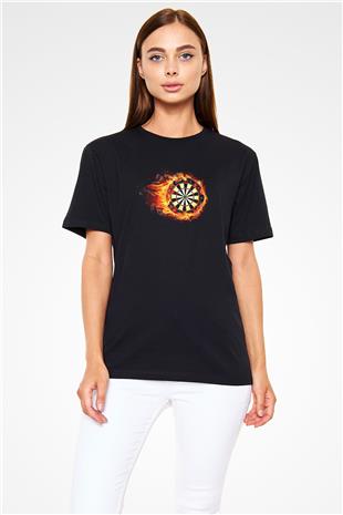 Dart Baskılı Unisex Siyah Tişört - Tshirt