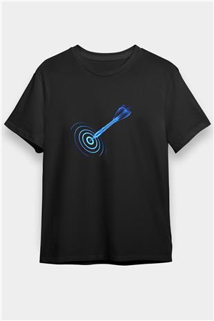 Dart Baskılı Unisex Siyah Tişört - Tshirt
